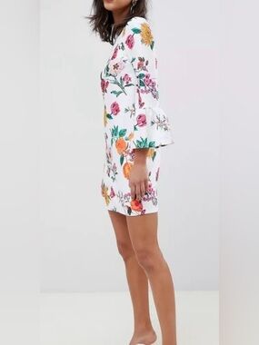 ASOS Botanical Shift Mini Dress & Fluted Sleeves